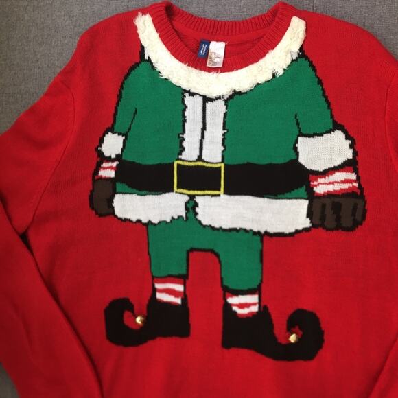 H&M Men’s ugly Elf Christmas Sweater Medium - Picture 1 of 4